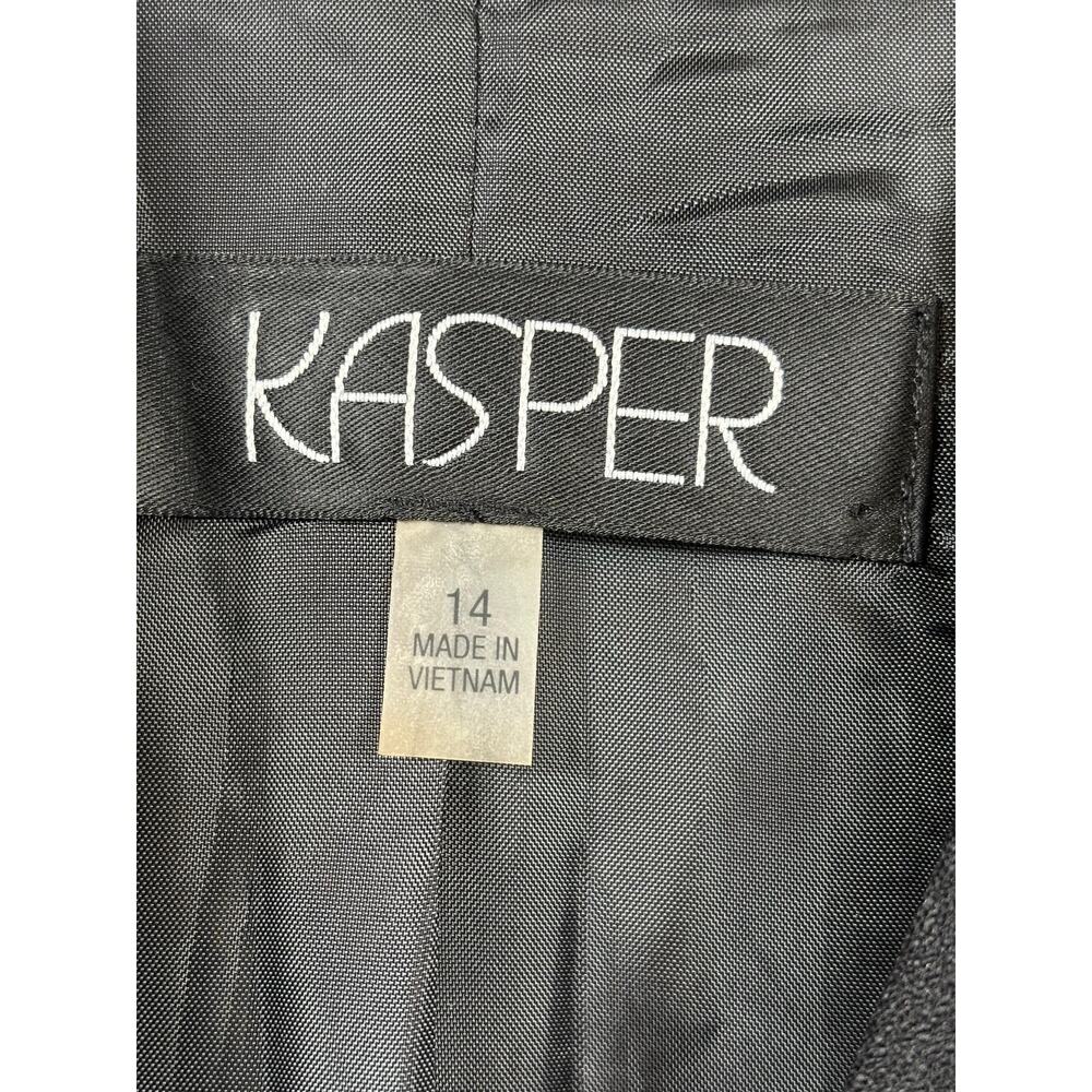 Kasper Blazer Womens 14 Red Black Geometric Pattern Single Button Jacket Career - Picture 5 of 7
